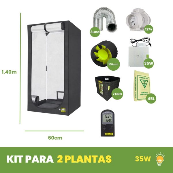 KIT CULTIVO 02 PLANTAS - DNA420 - LED 35W