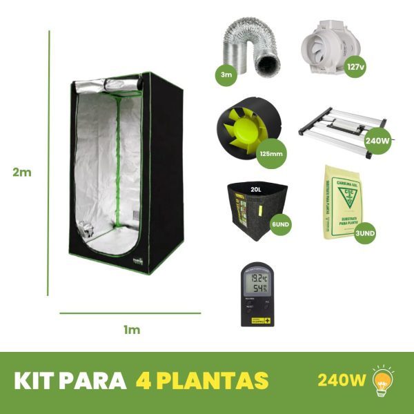 KIT CULTIVO 04 PLANTAS - LED 240W