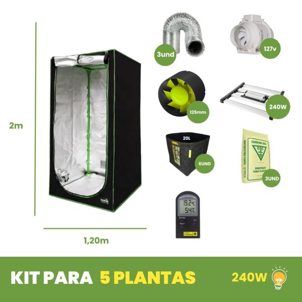KIT CULTIVO 05 PLANTAS - LED  240W