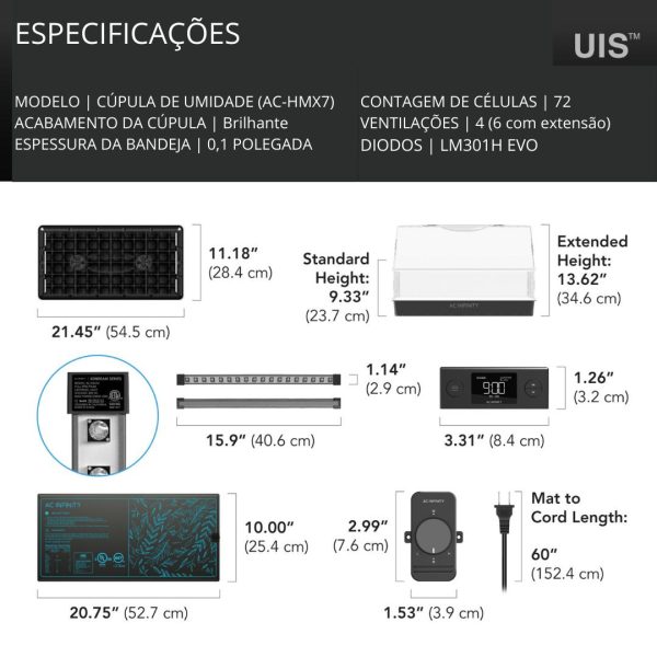Domo de Propagação AC INFINITY, kit de germinação e clonagem com tapete térmico para mudas 72 celulas - Imagem 6