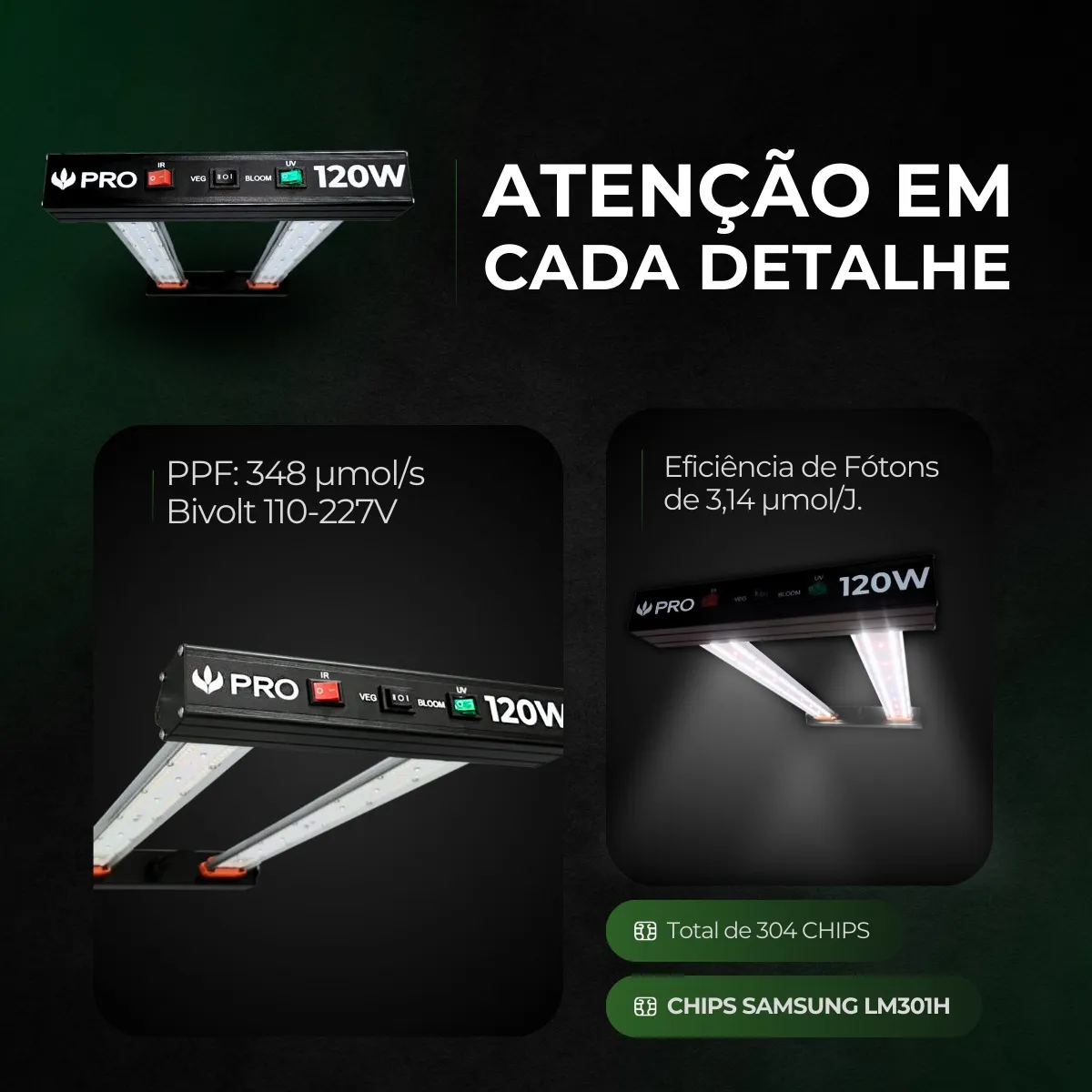 PAINEL DE LED QB PRO 120W (Deep Blue + Deep Red) - Imagem 7