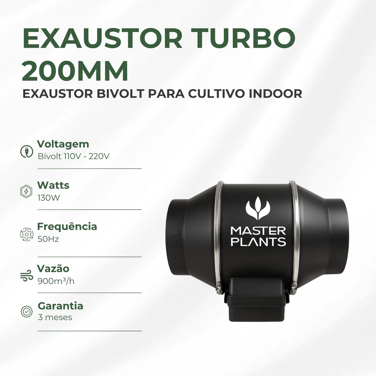 Exaustor Turbo Bivolt 200mm 130w Preto - Imagem 3